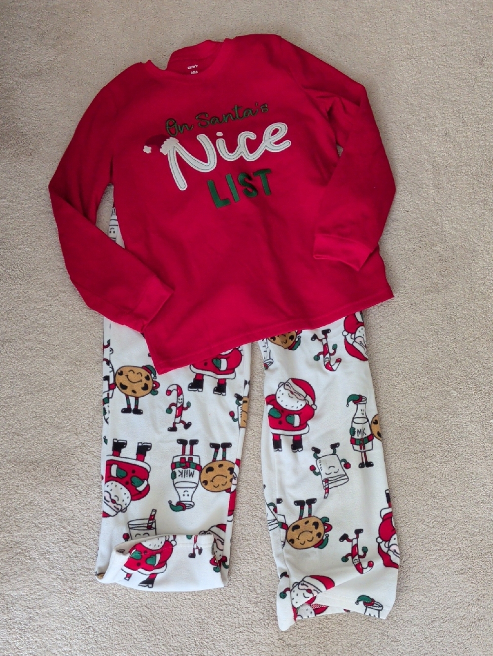 Carter's Red 'Nice List' Holiday Pajama Set with Santa Print Pants